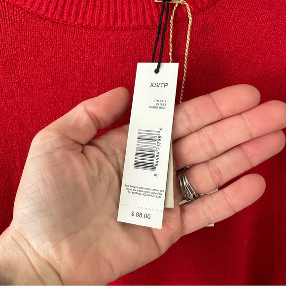 NWT Tahari Paris Red High/Low Hem Crewneck Sweater Size XS - Picture 4 of 12